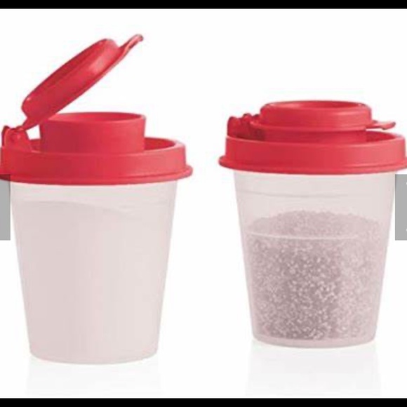 Tupperware Other - Tupperware brand mini salt and pepper shakers salmon/pink lids clear bottom